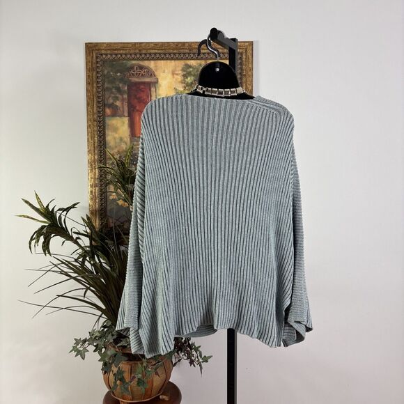 Andrea Jovine Women’s Cardigan Sweater Size M Knit Blue Oversized Round Neck - Picture 4 of 10